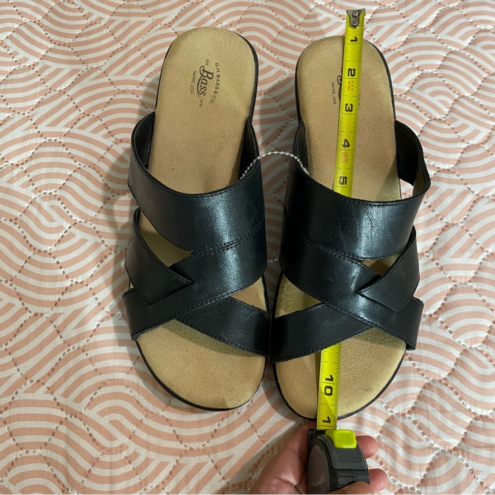 G.H. Bass & Co. Mabel Wedge Sandals BLACK SIZE 9 W - Picture 6 of 12